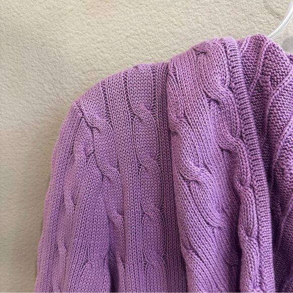 Ralph Lauren | XS | purple zip front hooded cable knit cardigan hoodie jacket - Picture 8 of 10